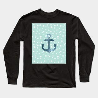 Chevron Nautical Anchor Bubbles Pattern Long Sleeve T-Shirt